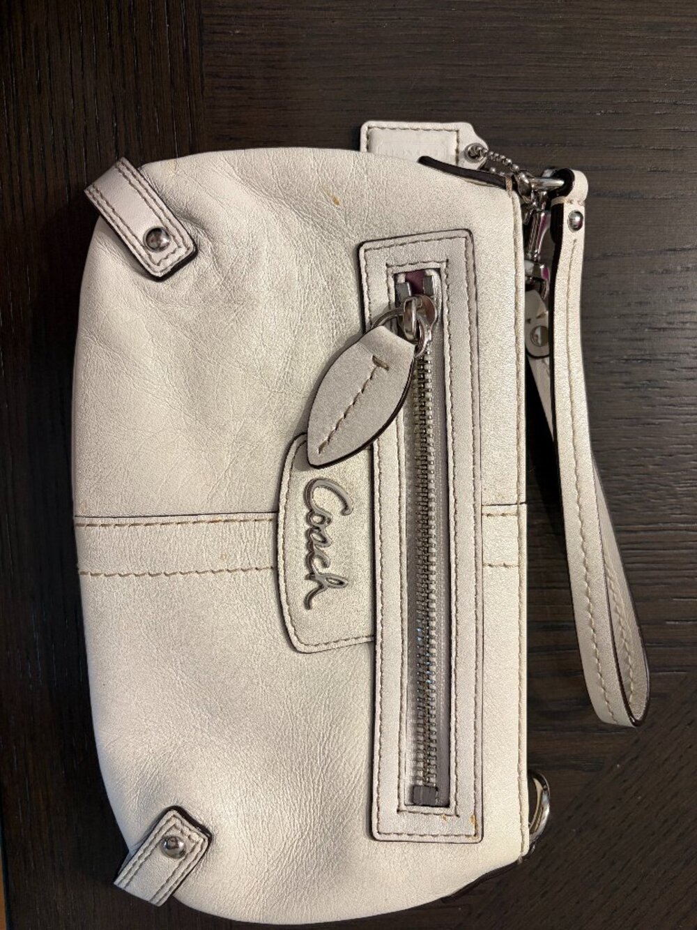 Coach Large White Wristlet
